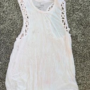 American eagle soft pink and white tank